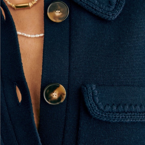 Sezane Betty Cardigan Navy Crochet - Size XS - Picture 3 of 14